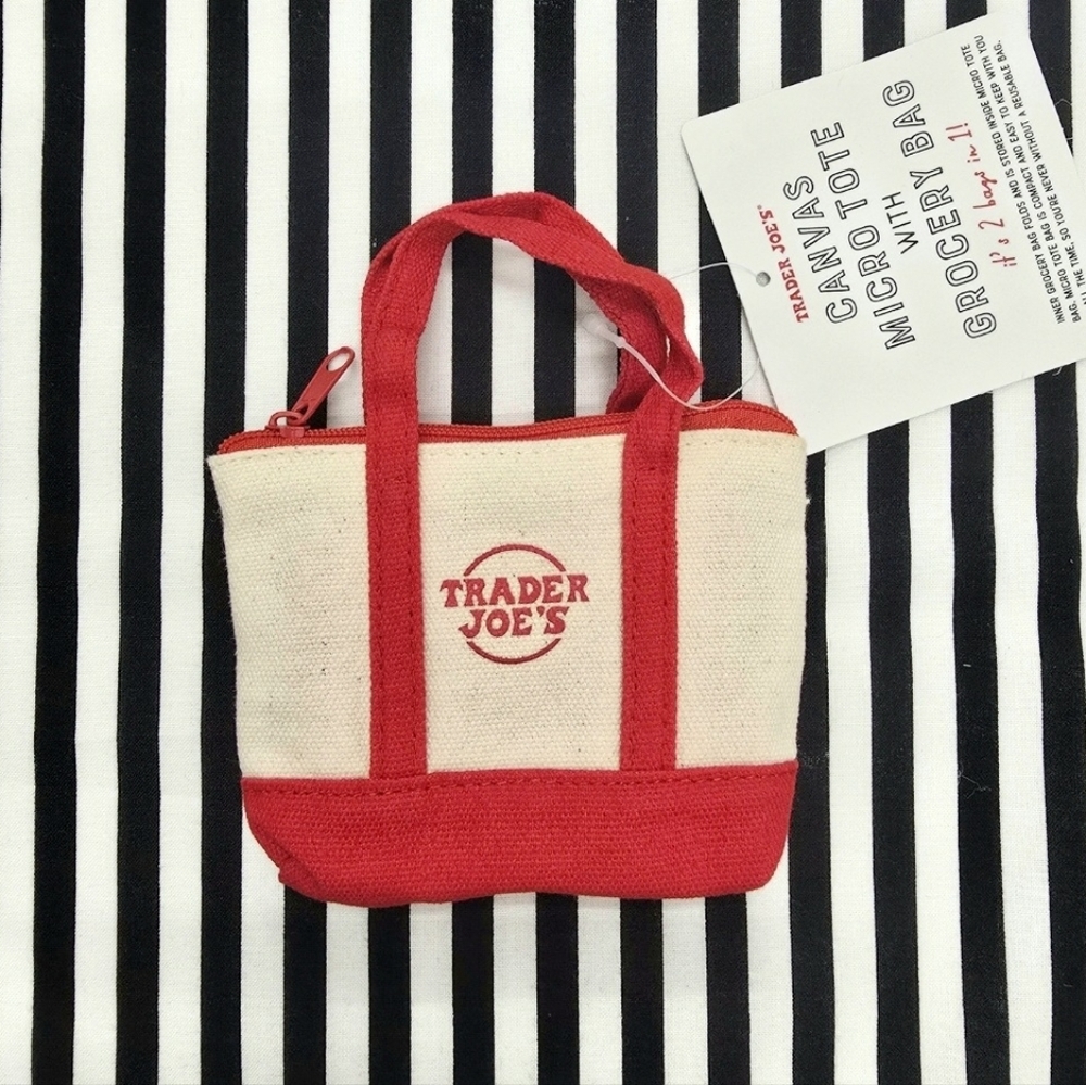Trader Joe's Canvas Micro Tote Bag Red